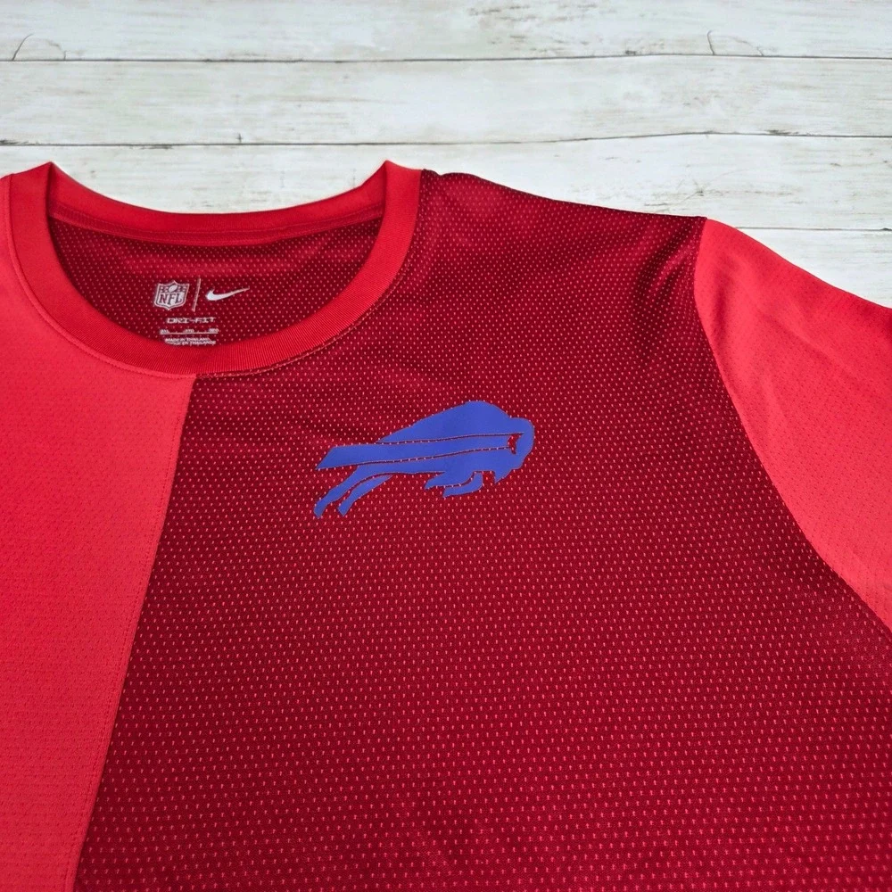 Nike Buffalo Bills Dri-FIT Long Sleeve Shirt NFL Red Mens 3XL Performance Tee